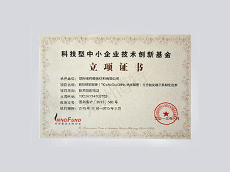 创新基金立项证书